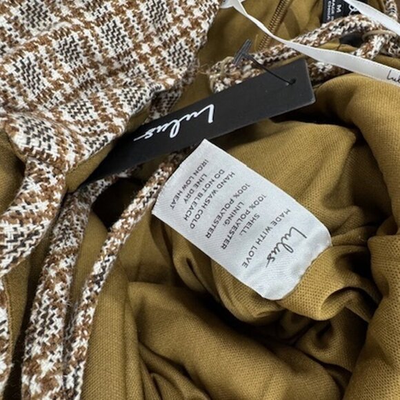 NWT Lulus Aesthetic Attitude Brown Plaid Tweed Sleeveless Skort Romper (size SM) - Picture 7 of 7